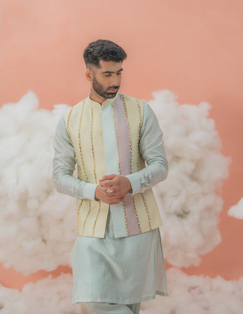 Cutpipe color block  Patch Bundi-Nehru Jacket only