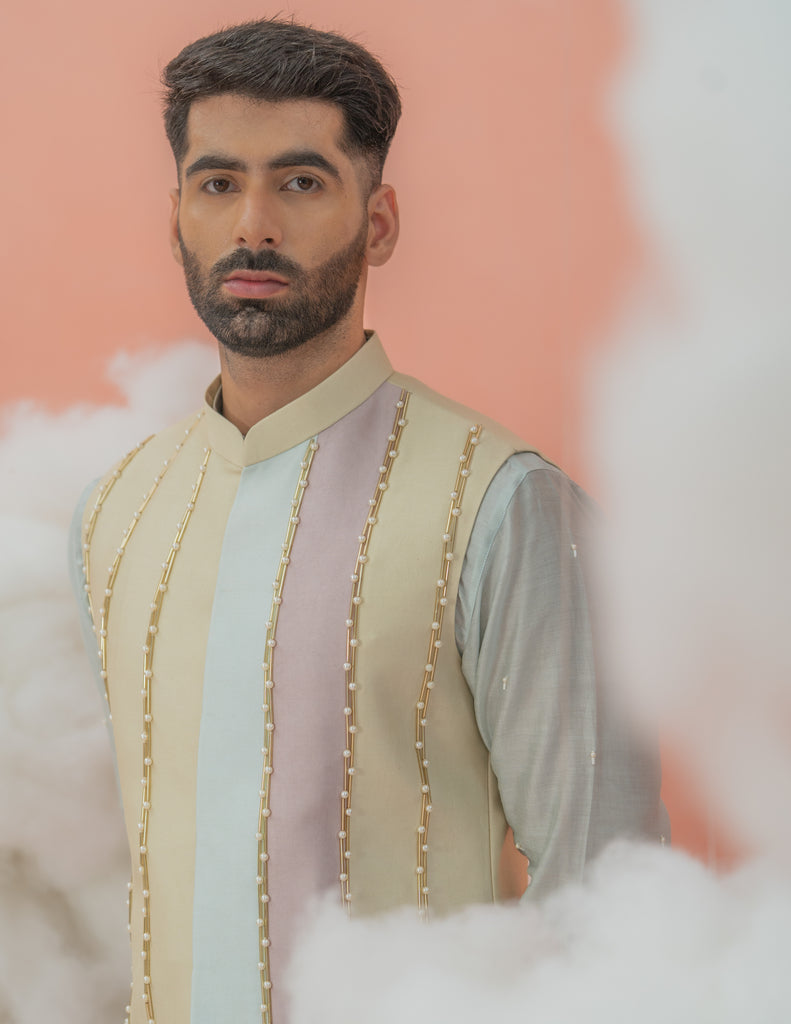 Cutpipe color block  Patch Bundi-Nehru Jacket only