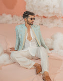 Sunny Blue Short Indowestern set