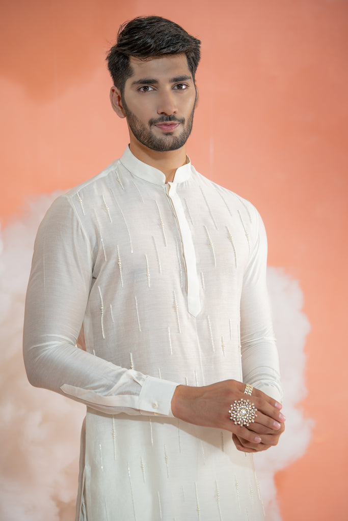 Ivory Fall Pipe Long kurta set