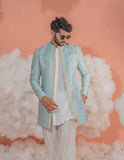 Sunny Blue Short Indowestern set