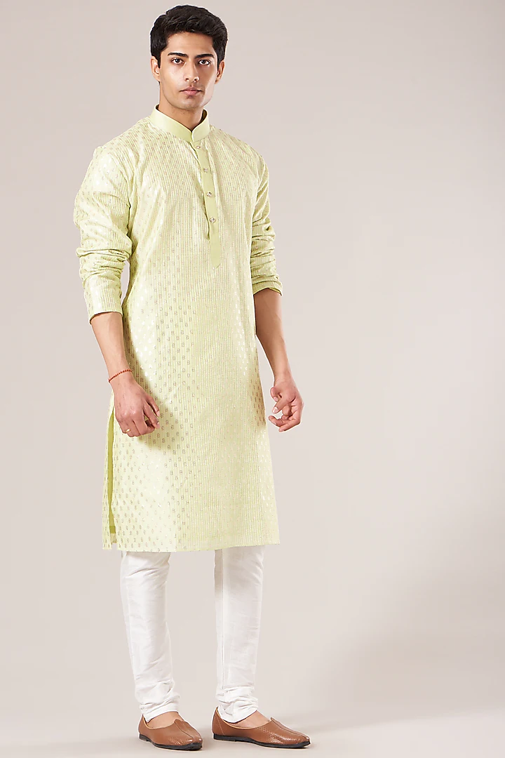 LEMON GREEN EMBROIDERED KURTA SET
