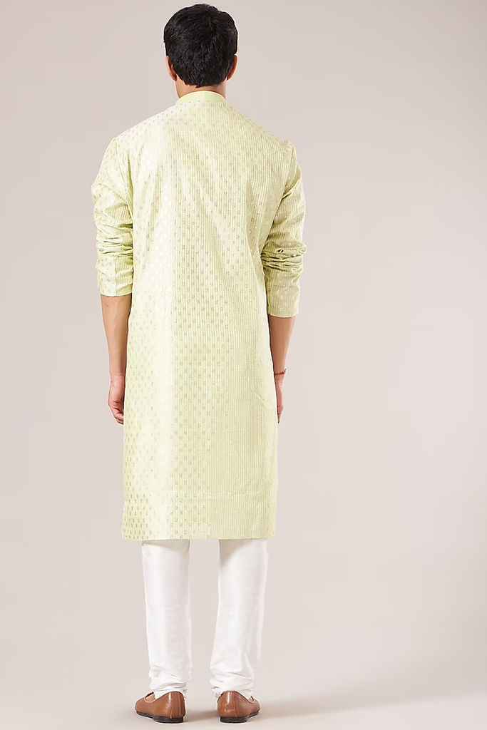 LEMON GREEN EMBROIDERED KURTA SET