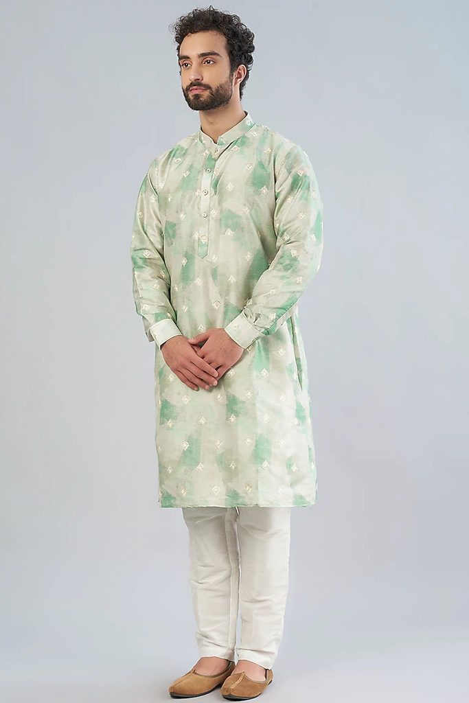 SEA GREEN EMBROIDERED KURTA SET