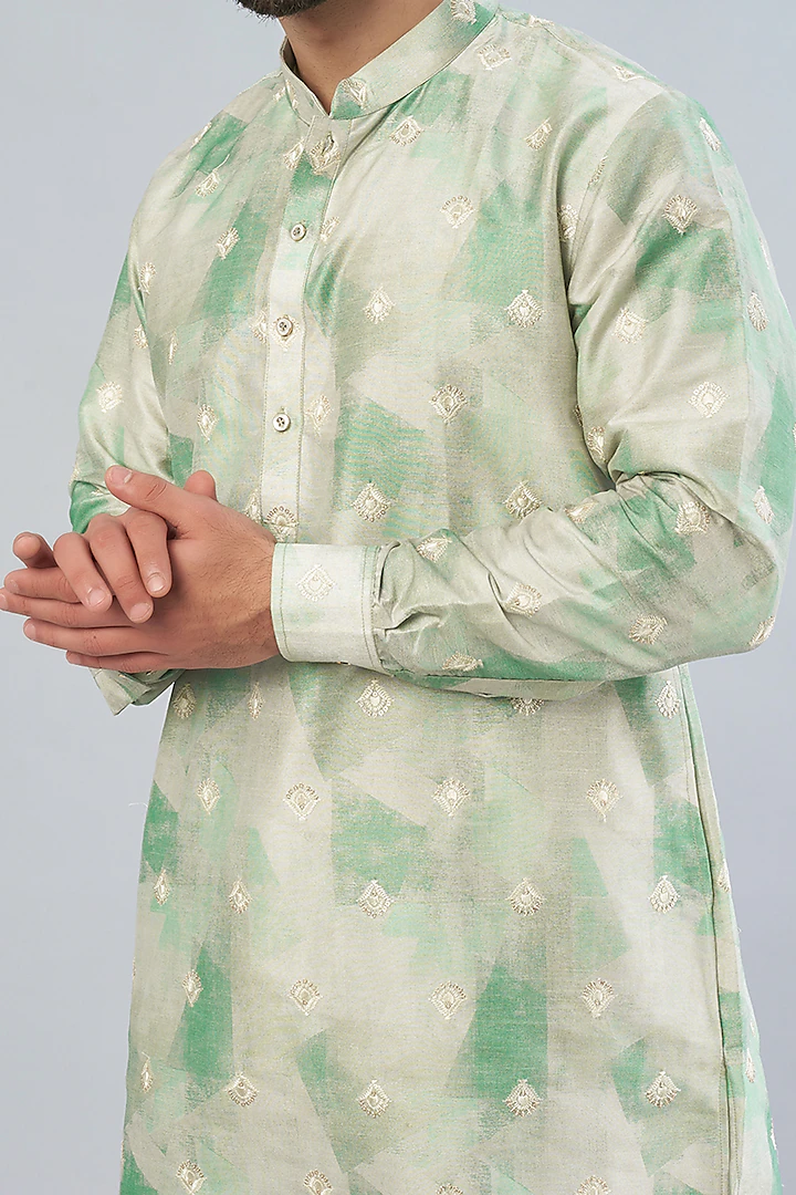 SEA GREEN EMBROIDERED KURTA SET