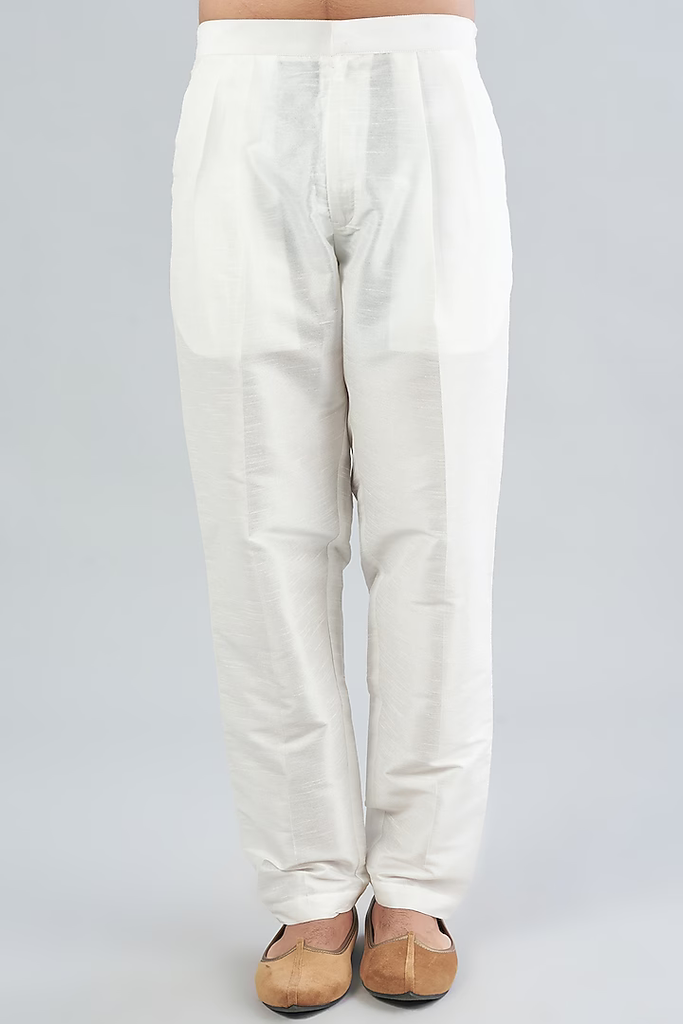 IVORY DUPION SILK MEXICAN PANTS