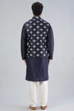 ROYAL BLUE EMBROIDERED BUNDI JACKET WITH KURTA SET