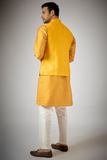 MUSTARD EMBROIDERED KURTA-JACKET SET