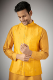 MUSTARD EMBROIDERED KURTA-JACKET SET