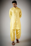 YELLOW EMBROIDERED KURTA-PATHANI SET
