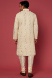 BEIGE EMB. SHIRT COLLAR KURTA SET