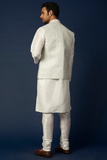 OFF WHITE EMB. KURTA JACKET SET