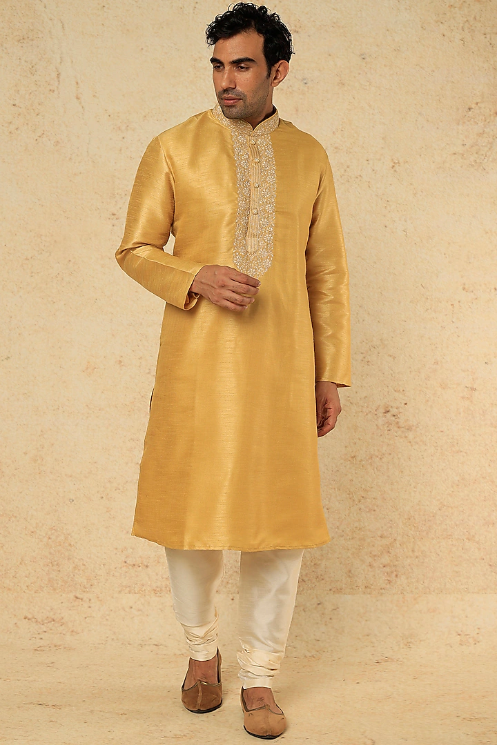 MUSTARD YELLOW EMB. KURTA SET