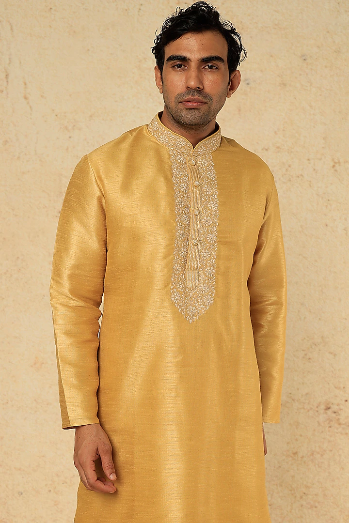 MUSTARD YELLOW EMB. KURTA SET