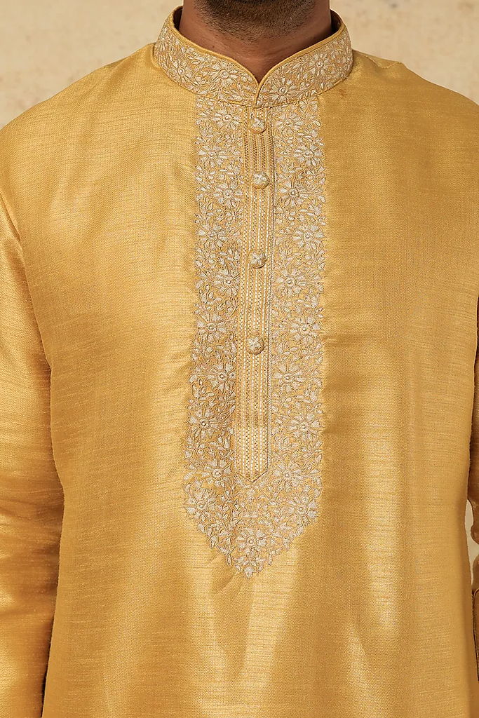 MUSTARD YELLOW EMB. KURTA SET