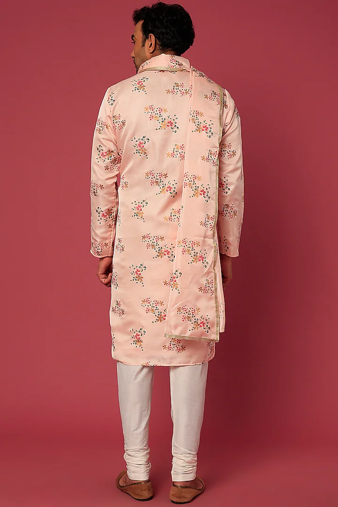 BLUSH PINK FLORAL KURTA-DUPATTA SET