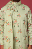 PISTA GREEN FLORAL KURTA-DUPATTA SET