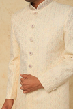 CREAM EMB. SHERWANI SET