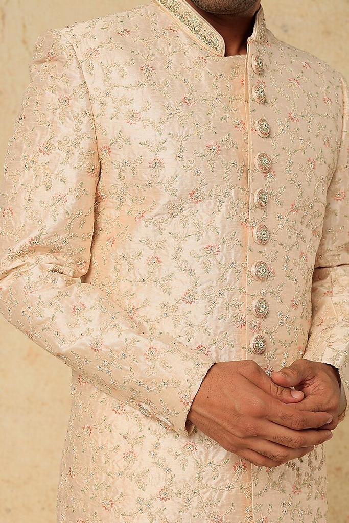 PALE PINK EMB. SHERWANI SET