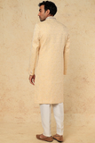 BEIGE EMB. SHERWANI SET