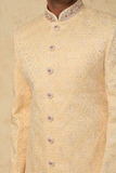 BEIGE EMB. SHERWANI SET