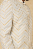 OFF WHITE CHEVERON EMB. SHERWANI SET