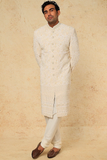 OFF WHITE EMB. SHERWANI SET