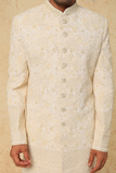 OFF WHITE EMB. SHERWANI SET