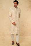 CREAM EMB. SHERWANI SET