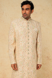 CREAM EMB. SHERWANI SET