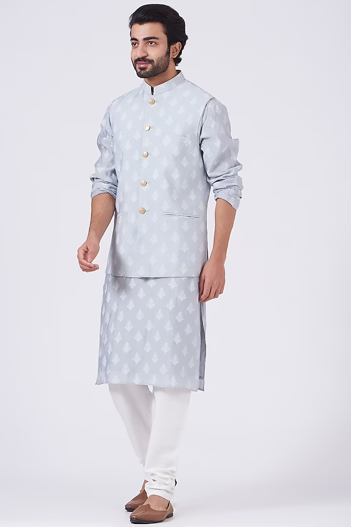 SLATE GREY NEHRU JACKET- KURTA SET