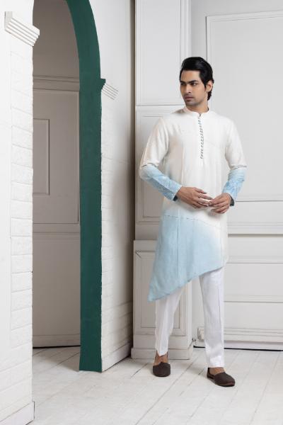 IVORY-SKY OMBRE KURTA SET