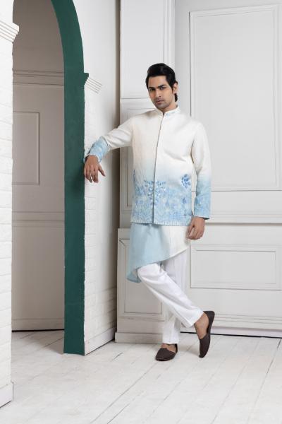IVORY-SKY OMBRE KURTA SET