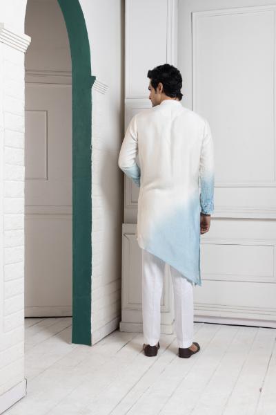 IVORY-SKY OMBRE KURTA SET