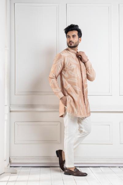 GOLDEN PALM SILK KURTA
