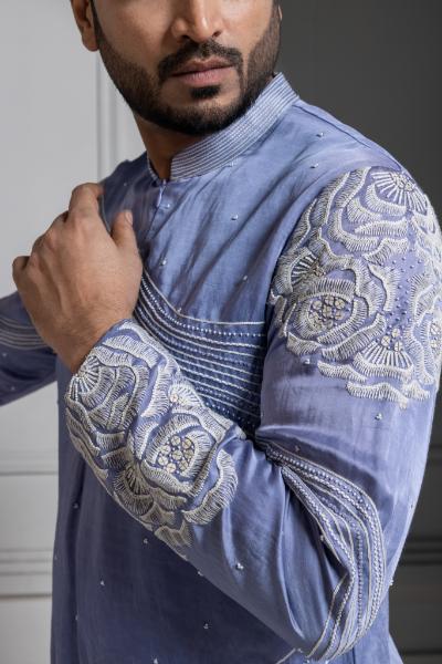 AZURE BLOOM EMBROIDERED KURTA