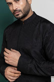 MIDNIGHT BLACK EMBROIDERED ACHKAN AND KURTA SET