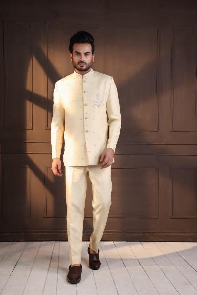 IVORY EMBELLISHED BANDHGALA SUIT