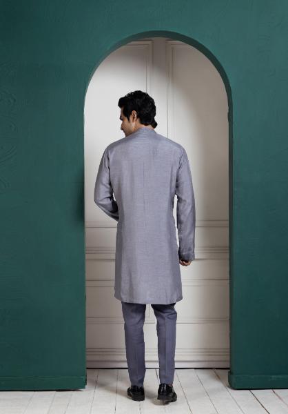 SILVER INTRICATE EMBROIDERED KURTA