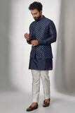 NAVY EMBROIDERED NEHRU JACKET WITH KURTA SET