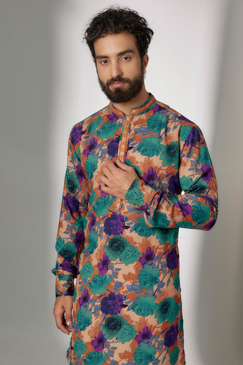 EMBROIDERED DIGITAL PRINT KURTA SET