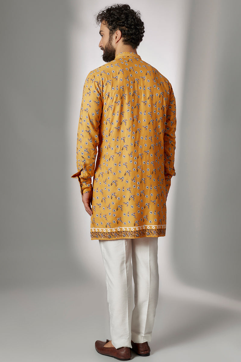 EMBROIDERED YELLOW KURTA SET