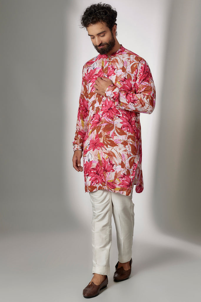 PINK PRINTED KURTA SET