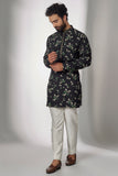 EMBROIDERED BLACK PRINTED KURTA SET