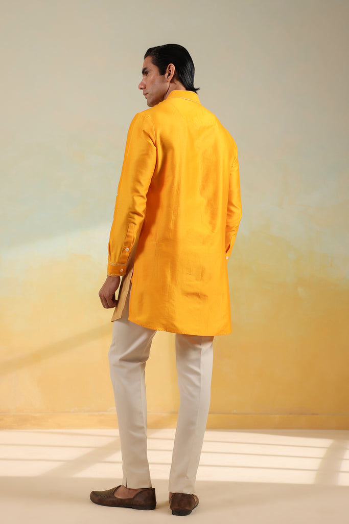 Yellow Ombre Silk Kurta