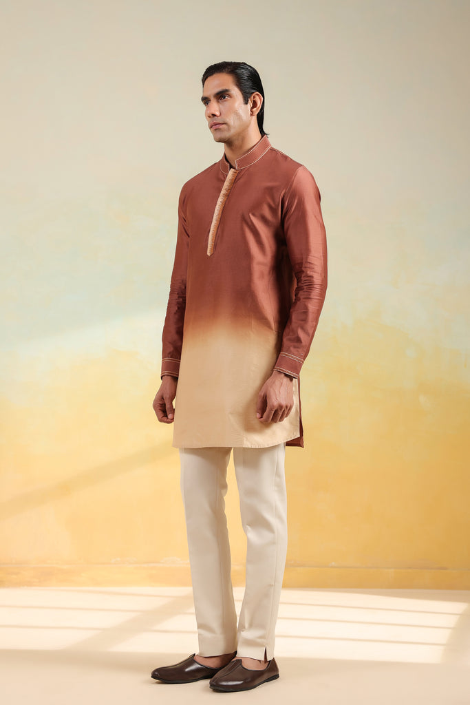 Brown Ombre Silk Kurta
