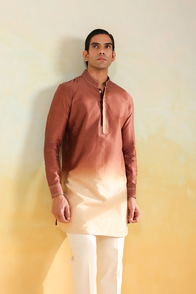 Brown Ombre Silk Kurta