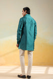 Teal Blue Ombre Silk Kurta