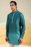 Teal Blue Ombre Silk Kurta