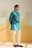 Teal Blue Ombre Silk Kurta